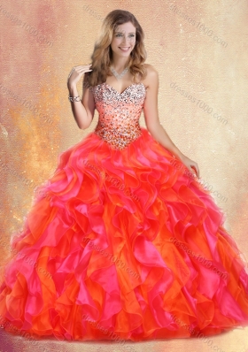 Pretty Ball Gown Multi Color Sweet 16 Gowns with Beading and Ruffles