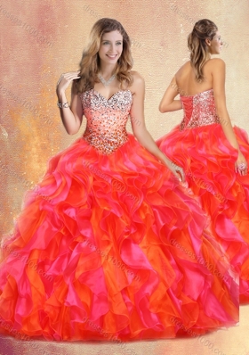 Pretty Ball Gown Multi Color Sweet 16 Gowns with Beading and Ruffles