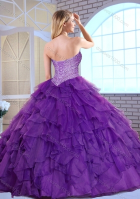 Pretty Sweetheart Beading and Ruffles Quinceanera Dresses in Fuchsia