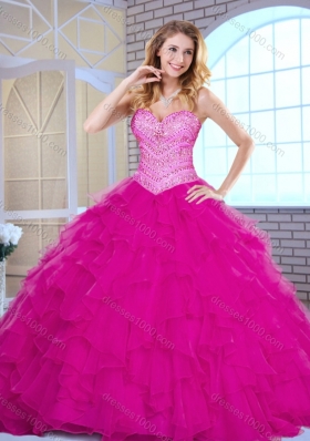 Pretty Sweetheart Beading and Ruffles Quinceanera Dresses in Fuchsia