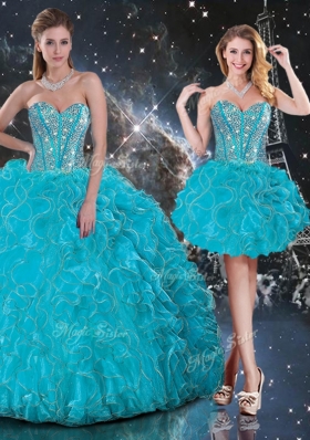 2016 Hot Sale Detachable Sweetheart Sweet 16 Dresses with Beading and Ruffles