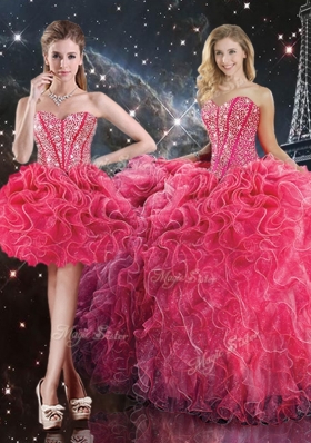 2016 Luxurious Sweetheart Detachable Sweet 16 Dresses with Beading for Fall