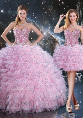 2016 Pretty Detachable Quinceanera Gowns with Beading and Ruffles