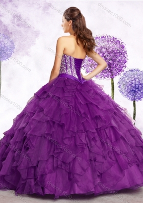 Cheap Ball Gown Purple Quinceanera Gowns with Beading and Ruffles