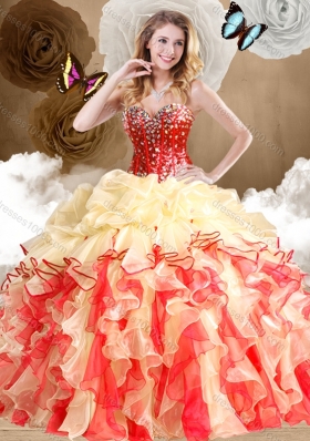 Fashionable Multi Color Sweet 16 Dresses with Beading and Ruffles