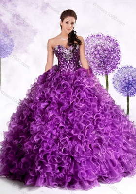 Luxurious Ball Gown Sweetheart Ruffles and Sequins Quinceanera Dresses