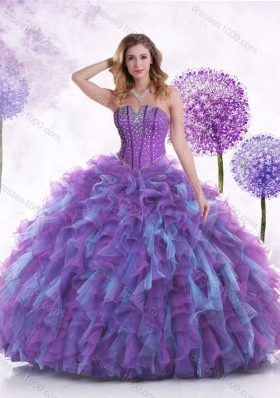 New Style Strapless Beading and Ruffles Sweet 16 Dresses