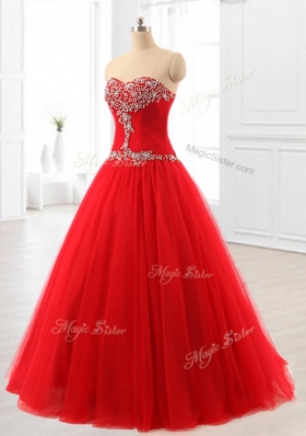 Perfect A Line Beading Tulle Quinceanera Dresses for 2016