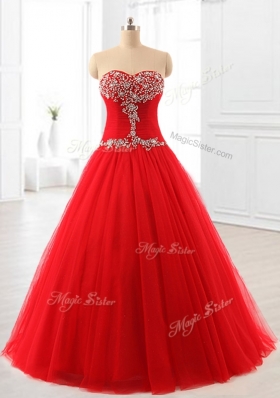 Perfect A Line Beading Tulle Quinceanera Dresses for 2016