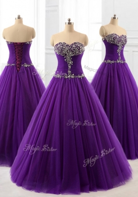 2016 Pretty Beading A Line Sweet 16 Dresses in Purple