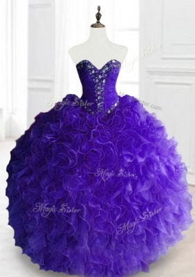 New Style Purple Sweet 16 Dresses with Beading and Ruffles