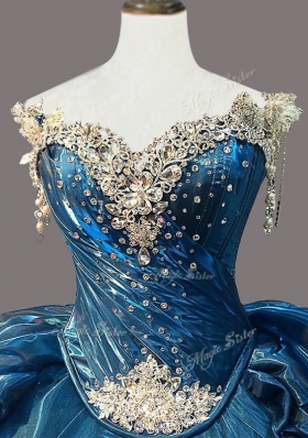 New Style Sweetheart Beading Teal Quinceanera Dresses for 2016