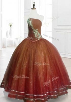 Popular Brown Ball Gown Strapless Quinceanera Dresses with Beading
