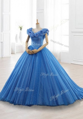 Exclusive Appliques Off the Shoulder Sweet 16 Dresses in Blue