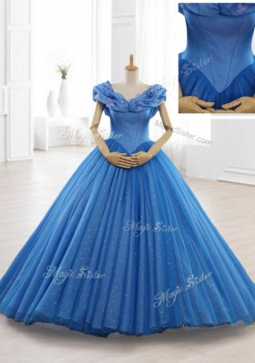 Exclusive Appliques Off the Shoulder Sweet 16 Dresses in Blue