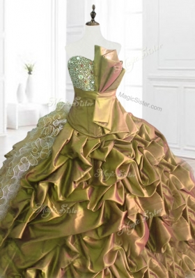 Fashionable Strapless Pick Ups Quinceanera Dresses with Sequins and Ruffles