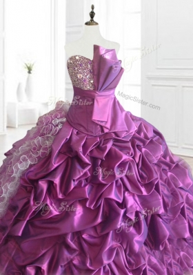 Fashionable Strapless Pick Ups Quinceanera Dresses with Sequins and Ruffles