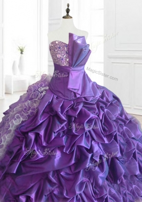 Fashionable Strapless Pick Ups Quinceanera Dresses with Sequins and Ruffles