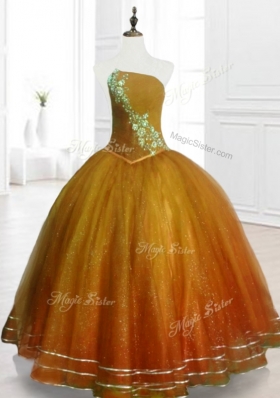 Lovely Ball Gown Strapless Organza Quinceanera Dresses with Beading