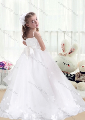 First Communion V Neck Appliques High Low White Flower Girl Dresses