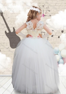 2016 Sweet V Neck High Low Appliques Little Girl Pageant  Dresses