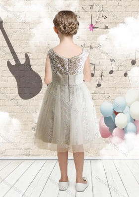 First Communion Empire Scoop Sequins Flower Girl Dresses