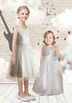 First Communion Empire Scoop Sequins Flower Girl Dresses