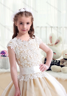 First Communion Scoop Ball Gown Flower Girl Dresses with Belt