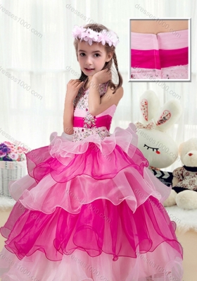 Pretty Halter Top Little Girl Pageant Dresses with Ruffled Layers