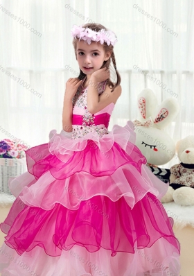 Pretty Halter Top Little Girl Pageant Dresses with Ruffled Layers