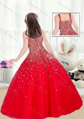 Cute Ball Gown Straps Beading Red Mini Quinceanera Dresses