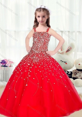 Cute Ball Gown Straps Beading Red Mini Quinceanera Dresses