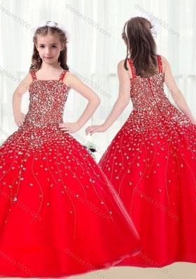 Cute Ball Gown Straps Beading Red Mini Quinceanera Dresses