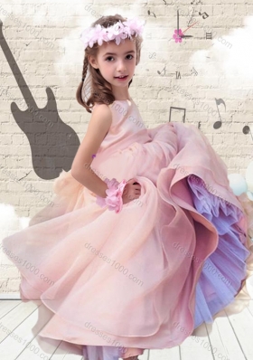 Pretty Ball Gown Peach Little Girl Pageant Dresses with Bowknot