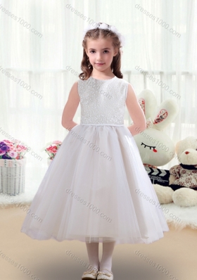 Sweet Scoop Ruching Tea Length Little Girl Pageant Dresses