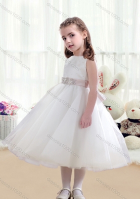 Wonderful Scoop White Little Girl Pageant Dresses with Beading