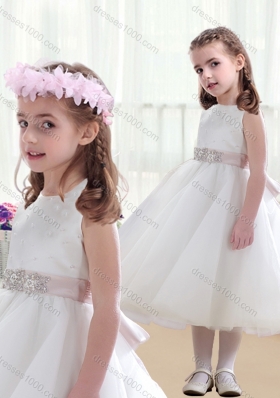 Wonderful Scoop White Little Girl Pageant Dresses with Beading