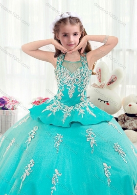 Pretty Straps Turquoise Mini Quinceanera Dresses with Appliques