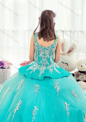 Pretty Straps Turquoise Mini Quinceanera Dresses with Appliques