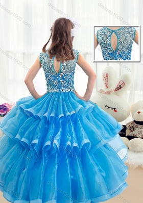 Pretty V Neck Baby Blue Mini Quinceanera Dresses with Ruffled