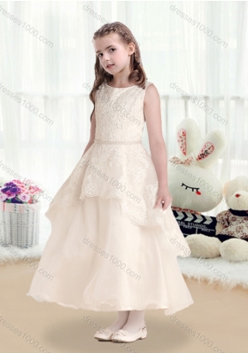 New Arrival Bateau Flower Girl Dresses with Beading and Appliques