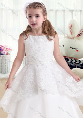 New Arrival Bateau Flower Girl Dresses with Beading and Appliques