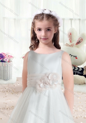 New Arrival Bateau Flower Girl Dresses with Hand Made Flowers