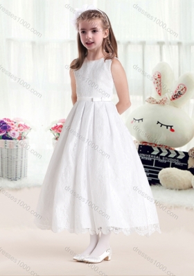 New Arrival Princess Scoop White Flower Girl Dresses in Lace