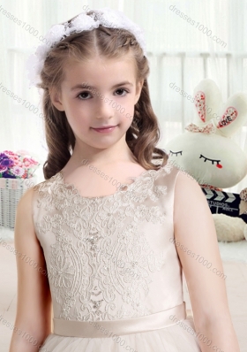 New Arrival Scoop Champagne Flower Girl Dresses with Appliques