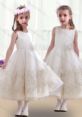 New Arrival Scoop Flower Girl Dresses with Beading and Appliques
