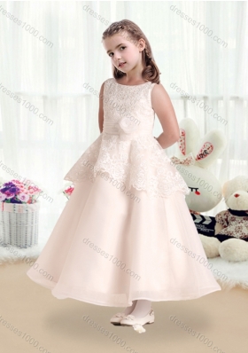 New Arrival Scoop Flower Girl Dresses with Hand Made Flowers