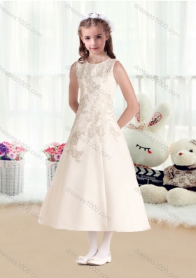 New Arrival Scoop Princess Flower Girl Dresses with Appliques