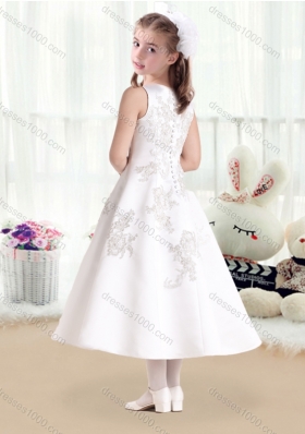 New Arrival Scoop Princess Flower Girl Dresses with Appliques