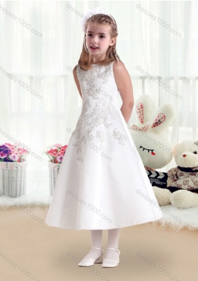 New Arrival Scoop Princess Flower Girl Dresses with Appliques